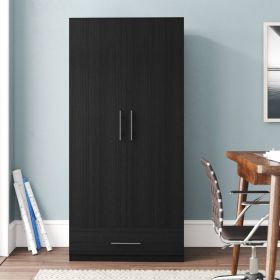 Modern Armoire Wardrobe Closet Cabinet with Storage Drawer in Wood Finish