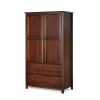 Solid Wood Bedroom Armoire Wardrobe Cabinet with Hanging Bar