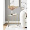 Modern Glass Top Round Metal End Table Nightstand with Bottom Shelf