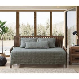 Dark Green Brick Fish Pattern 4 Piece Cotton Daybed Cover Set