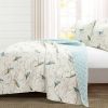 Reversible Lightweight Polyester Floral Birds Quilt Set