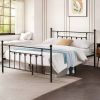 Full Vintage Style Black Metal Platform Bed Frame with Headboard Footboard