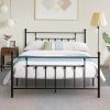 Full Vintage Style Black Metal Platform Bed Frame with Headboard Footboard