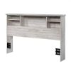 Farmhouse Bookcase Headboard in Grey White Wood Finish