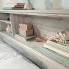 Farmhouse Bookcase Headboard in Grey White Wood Finish