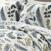 Reversible Cotton Lightweight Floral Fern Leaves Quilt Set