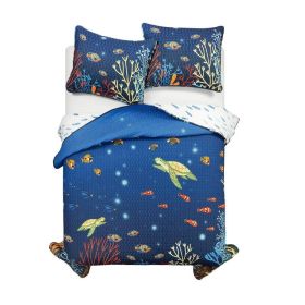 Ocean Clown Fish Coral Reef Reversible Quilt Set