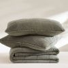 Full/Queen 3 Piece Cotton Faded Stone Washed Lightweight Quilt Set Green