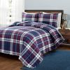Farmhouse Plaid 3 Piece Lightweight Reversible Quilt Set