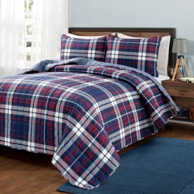 Farmhouse Plaid 3 Piece Lightweight Reversible Quilt Set