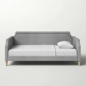 Polyester Fabric Upholstered Daybed with Nailhead Trim