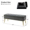 Mid-Century Modern End of Bed Storage Bench with Velvet Seat, Gold Legs, and Nailhead Trim
