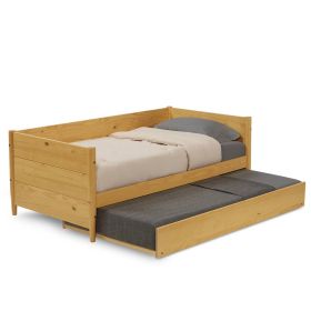 Solid Wood Daybed with Roll Out Trundle Bed Frame
