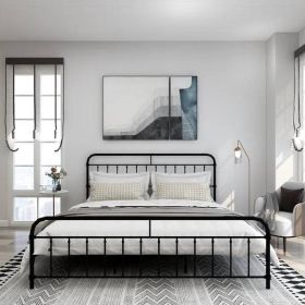 Classic Farmhouse Metal Bed Frame with Rounded Headboard Footboard