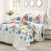 Lightweight Floral Coral Polyester Quilt Set