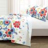Lightweight Floral Coral Polyester Quilt Set