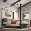 Modern Four Poster Metal Canopy Bed