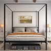 Modern Four Poster Metal Canopy Bed