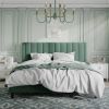 King Green Velvet Upholstered Platform Bed Frame