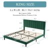 King Green Velvet Upholstered Platform Bed Frame