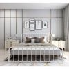 King White Metal Platform Bed Frame with Rounded Corners