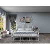 King White Metal Platform Bed Frame with Rounded Corners