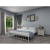 King White Metal Platform Bed Frame with Rounded Corners