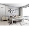 King White Metal Platform Bed Frame with Rounded Corners