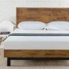 Solid Wood Modern Platform Bed Frame with Adjustable Height Headboard