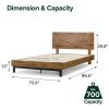 Solid Wood Modern Platform Bed Frame with Adjustable Height Headboard