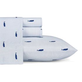Coastal Beach 100-Percent Cotton Whale Striped Sheet Set