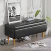 Modern Mid-Century Black Faux Leather End of Bed Storage Bench Ottoman
