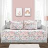 Pink and Grey 6 Piece Floral Foxes Daybed Cover Bedding Set