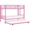 Metal Bunk Bed with Twin size Roll-Out Trundle Bed Frame