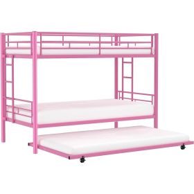 Metal Bunk Bed with Twin size Roll-Out Trundle Bed Frame