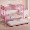 Metal Bunk Bed with Twin size Roll-Out Trundle Bed Frame