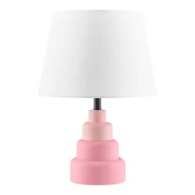 Small Desk Light Table Lamp with White Fabric Shade for Bedside Nightstand