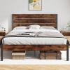 Modern Farmhouse Metal Platform and Wood Bed Frame