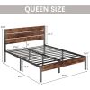 Modern Farmhouse Metal Platform and Wood Bed Frame