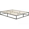 Low Profile Modern Metal Wood Slat Platform Bed Frame