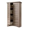 Farmhouse Armoire Storage Cabinet w/ Louver Doors in Oak Wood Finish