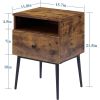 Set of 2 - Mid Century Modern Side Table Nightstand in Wood Finish