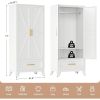 White 2-Door Wardrobe Armoire Cabinet with Storage Drawer and Hanging Rod