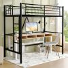 Metal Loft Bed Frame with Ladder - Space Saving Design