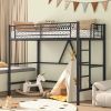 Metal Loft Bed Frame with Ladder - Space Saving Design