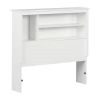 Modern Scandinavian Style Bookcase Headboard in White Wood Finish