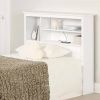 Modern Scandinavian Style Bookcase Headboard in White Wood Finish