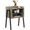 Modern Industrial Wood Black Metal Nightstand