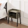 Modern Industrial Wood Black Metal Nightstand