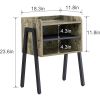 Modern Industrial Wood Black Metal Nightstand